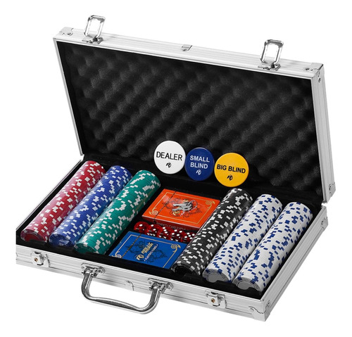 Fichas De Poker Set 300 Piezas 2 Deck Cartas Y Dados