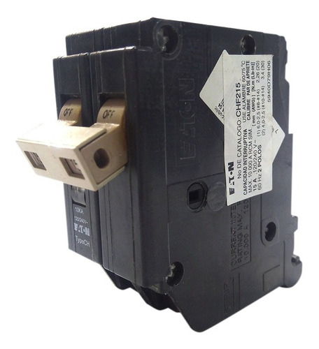 Interruptor Termomagnético 2 Polo 15amp, 120/240v, Eaton 1pz