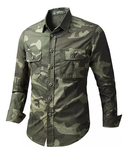 Camisa De Camuflaje De Manga Larga Para Hombre [u]