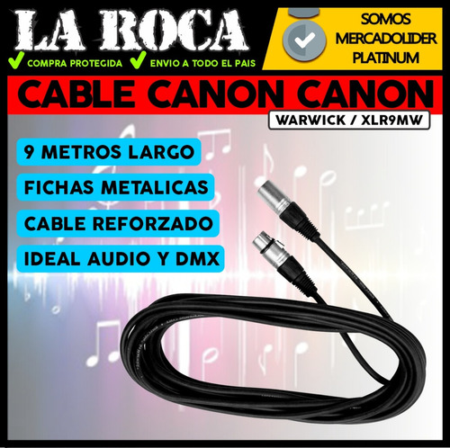 Cable Canon Canon Warwick 9 Metros Xlr Dmx Audio Sonido