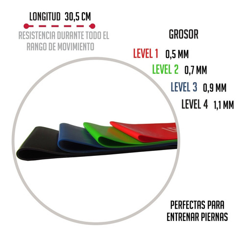 4 Bandas Resistencia Ejercicio Gym Crossfit K6 Fitness