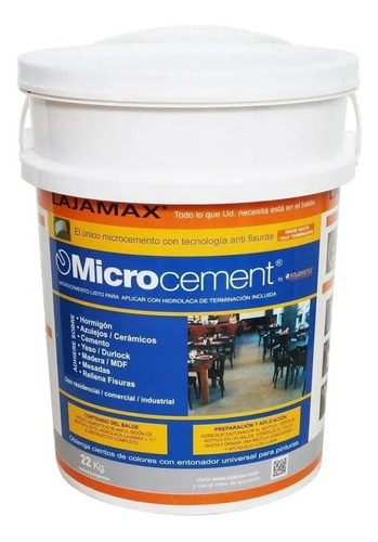 Kit Microcemento + Hidrolaca Pisos 22 Kg Lajamax 15 M2 Mm