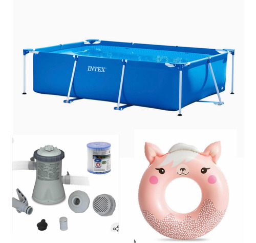 Combo Alberca Rectangular Estructura Intex + Bomba Filtrante