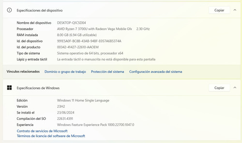 Huawei Matebook D15 8gb Ram 512gb Ssd Touchid (Usado)