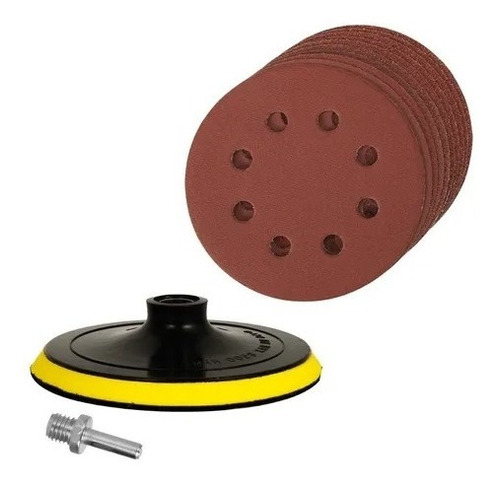 Disco Amoladora Base Velcro De 125 Mm Lija Bonete + 10 Lijas