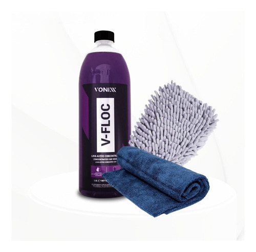 Kit Shampoo V-floc Vonixx + Toalha Secagem + Luva Microfibra