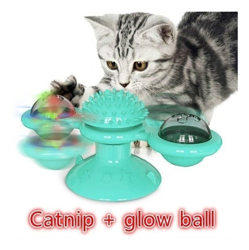 Imagen 1 de 6 de Juguete Antiestrés Cepillo Diente Pelo Gato Con Luz + Catnip