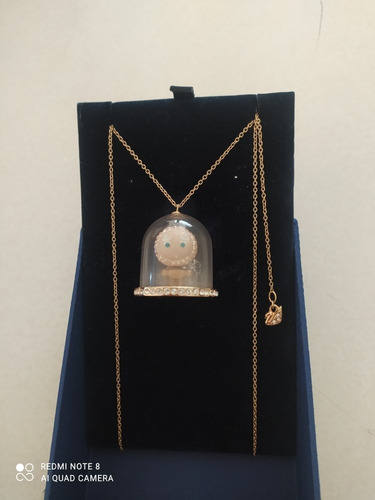 Imagen 2 de 6 de Collar Y Dije Con Cristal De Swarovski, Enchapado En Oro.