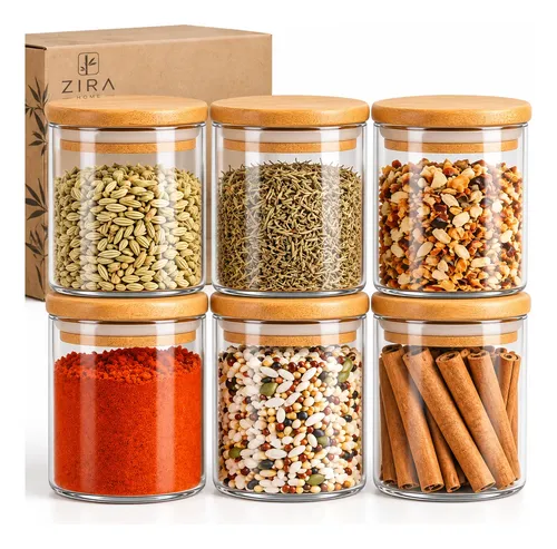Kit 6 Pote Vidro Porta Temperos Hermético Cozinha Organiza