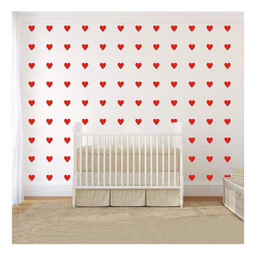 Corazón Rojo, 2 Pulgadas X 120 Piezas, Adhesivo De Vinilo Pa