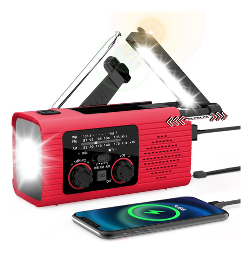 Radio De Emergencia Solar Portátil 2000mah Am/fm Linterna Le