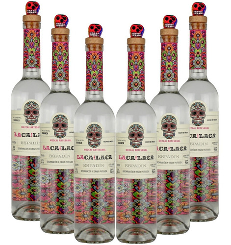 6 Botellas Mezcal 100% Agave Joven Artesanal Laca Laca 750ml