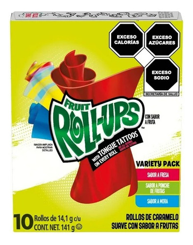 Rollos De Caramelo Suave Fruit Roll-ups Sabor A Frutas 10 Pz