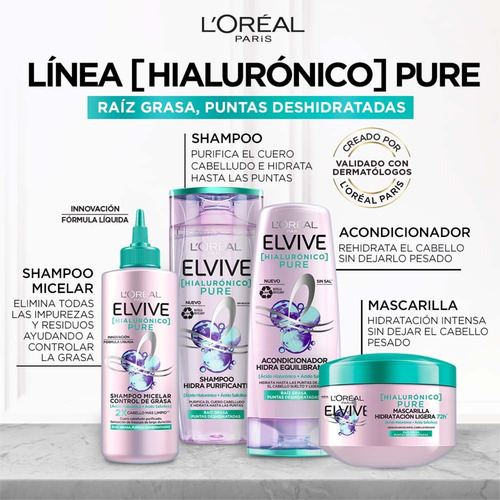 Shampoo Elvive Hialurónico Pure X370ml