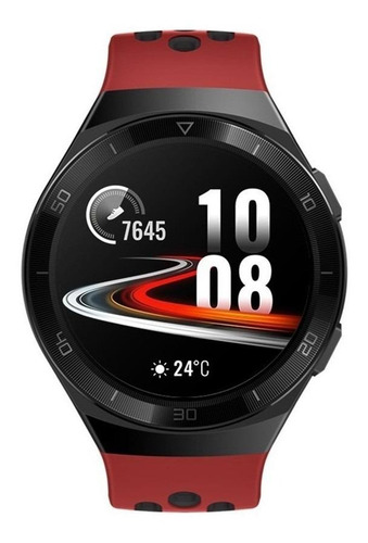 Imagen 1 de 4 de Huawei Watch GT 2e 1.39" caja 46mm de metal y plástico black stainless steel, malla lava red de tpu HCT-B19