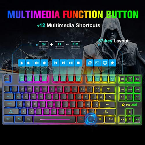Combo De Teclado Y Mouse Inalámbricos Para Juegos Con 87 Tec