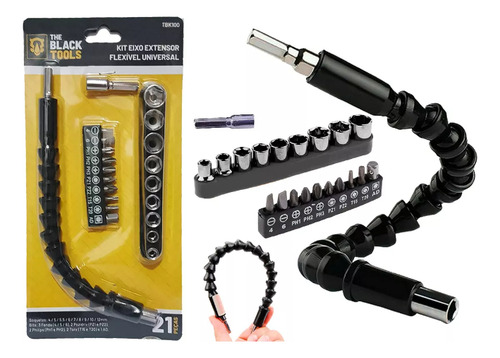 2 Kit Broca Extension Flexible Taladro 21 Piezas Dados Punta