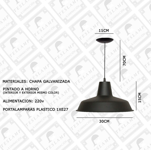 Imagen 2 de 8 de Pack X2 Lampara Colgante Campana Galponera Varios Colores