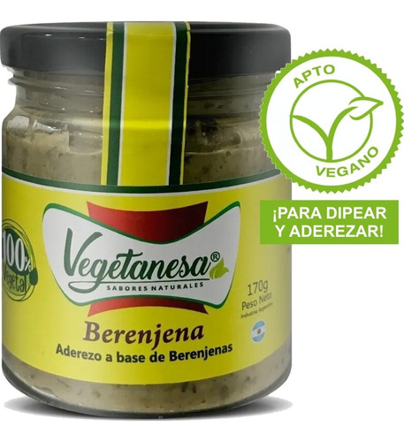 Aderezo Pasta Vegetal Para Ensaladas Vegano Berenjenas 170gr