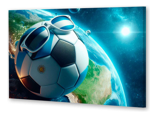 Cuadro 20x30cm Pelota Futbol Argentina Mundo Anteojos M2