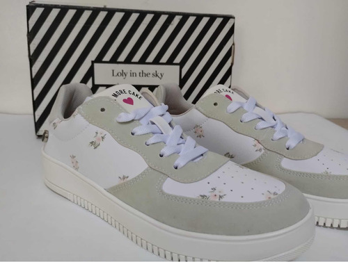 Tenis Blanco/beige Loly In The Sky Dama Talla 25.5mx Midge