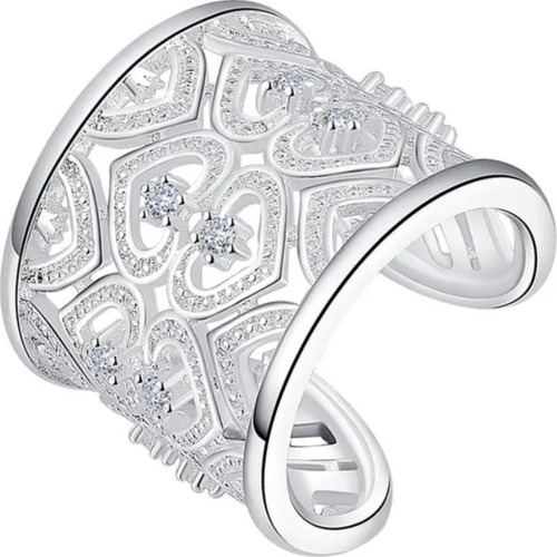 Anillo Plata 925 Corazón Ajustable Suave Para Mujer Amor