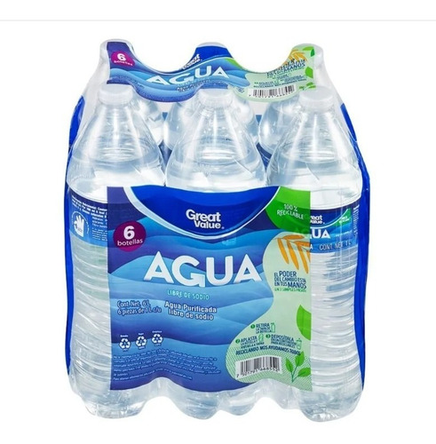 Agua Embotellada 6 Botellas De 1 Litro