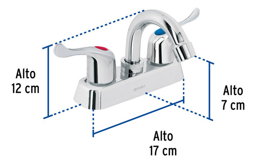 Mezcladora Plástica 4 Cuello Curvo Para Lavabo Foset