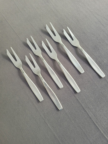 Set De 6 Tenedores De Torta Perel Acero Inoxidable Plateado (Usado)