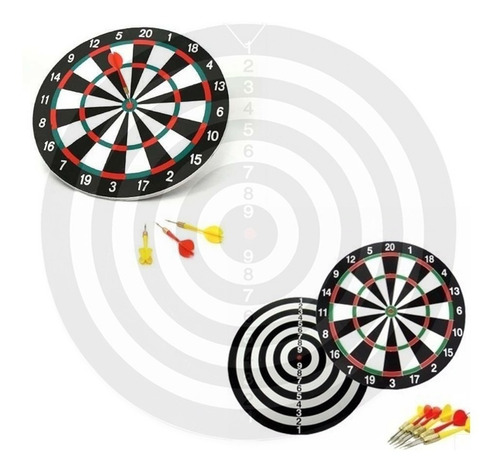 Tiro Al Blanco Reversible 42 Cm Juego De Dardos 6 De Regalo!