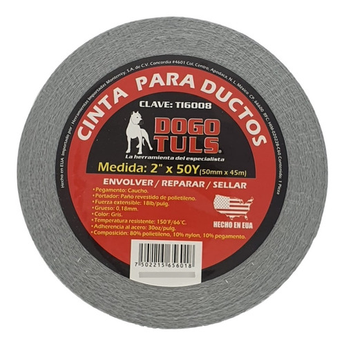 Cinta Adhesiva Gris Para Ducto 45 Mts X 45mm Super Adherible