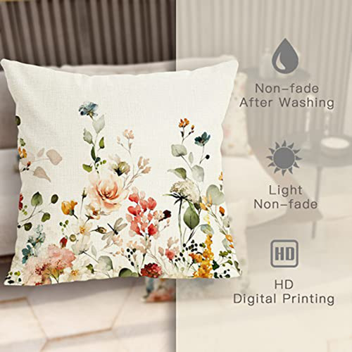 Fundas De Almohada Spring De 18 X 18, Juego De 4 Almohadas F