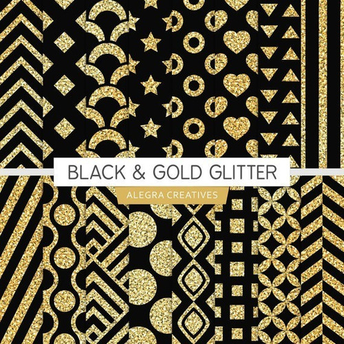 Papeles Fondos Digitales - Black Gold Glitter - Fondos