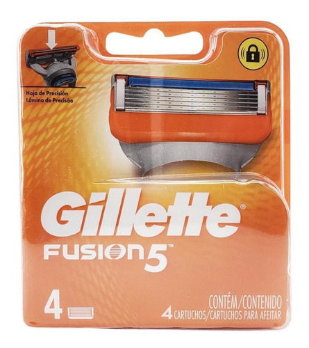Carga Gillette Fusion 5 Tradicional Com 4 Cartuchos