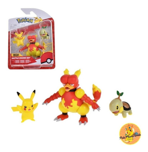 Figura Pokémon 3 Figuras Magmar Turtwig Pikachu Originales