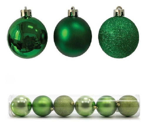 Bolinha De Natal 4cm Enfeite Árvore De Natal Guirlanda Mista Cor Verde