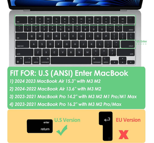 Protector De Teclado Inglés Para Macbook Air 13 15 M2 M3