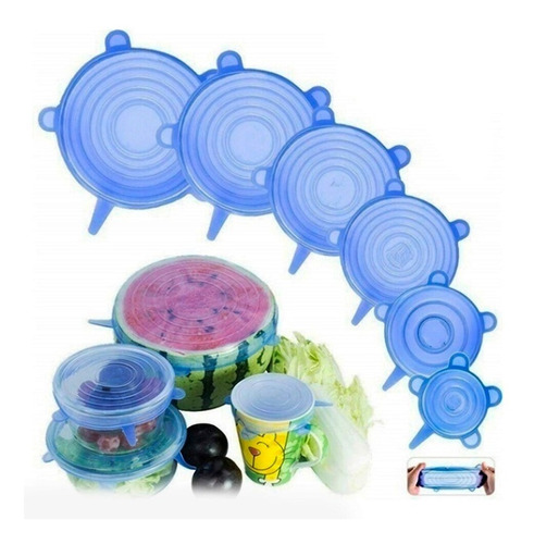 Tapas Multiusos De Silicona Set 6 Pz Alimentos Recipientes