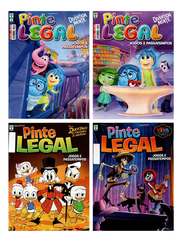 Kit 4 Revistas Pinte Legal Disney Jogos E Passatempos