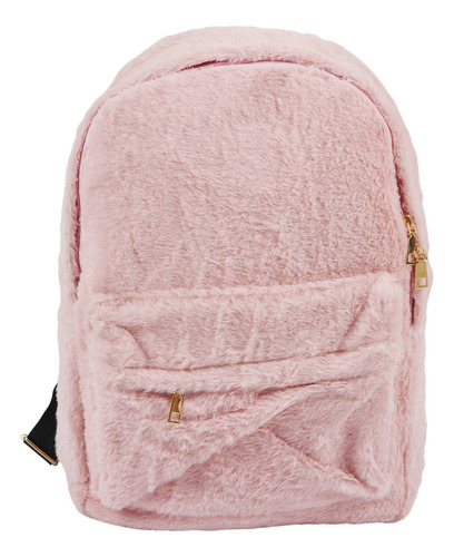 Mochila De Felpa De Piel Sintética Suave Para Mujer, Bolso D