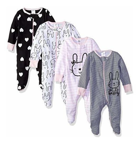 Set De 4 Pijamas Con Pies Para Bebé Talla Recién Nacido