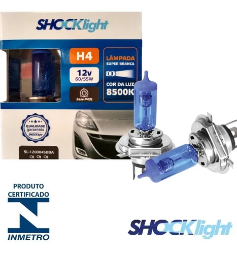 comprar Par Kit Lâmpadas Super Branca H4 8500k Farol Alto E Baixo..