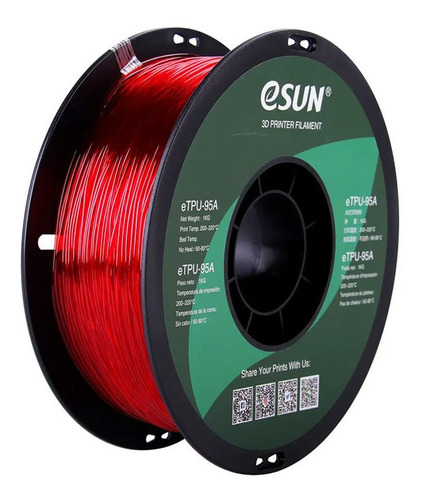 Filamento Esun Tpu Rojo-transparente 1kg