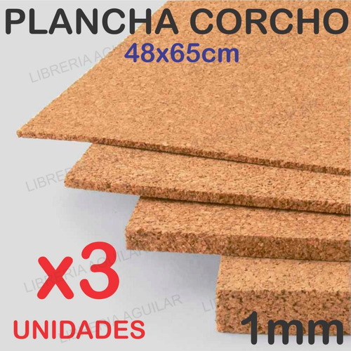 3 Plancha De Corcho 48x65cm 1mm Tabla Decoración Artesanias