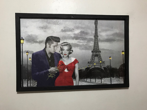 Cuadro Marilyn Monroe, Elvis Presley En Torre Eiffel