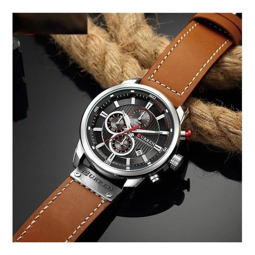 Reloj Hombre Correa Cuero Cronógrafo