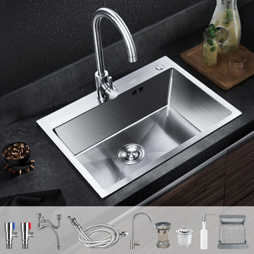 Combo Lavaplatos Simple 68x45x20 Acero Inoxidable Con Grifo