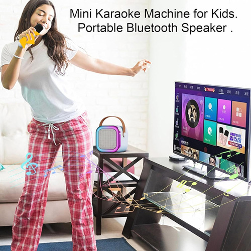 Altavoz Portátil Karaoke Con Luces Coloridas Y Micrófono