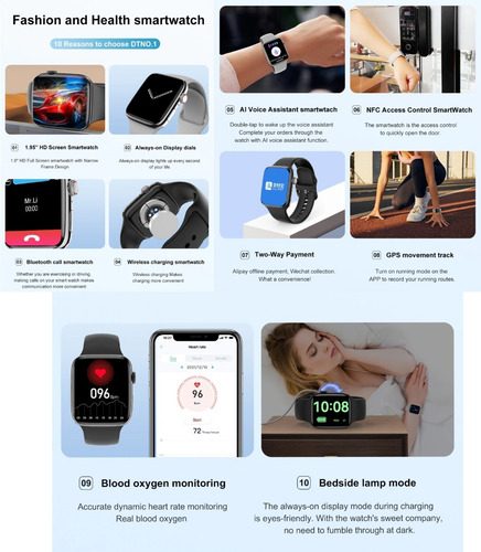 Imagen 9 de 9 de Apple Watch Serie 7 Smartwatch Dt7 Pro Max Tension Arterial