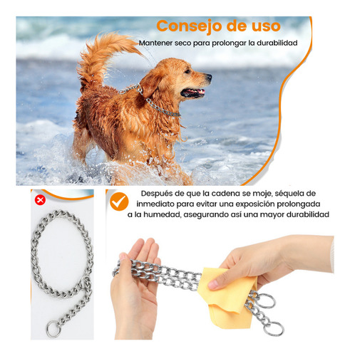 Collar Ahorque Perros Paseo Entrenamiento Cadena Gruesa Plateado Ahorque - Entrenamiento L